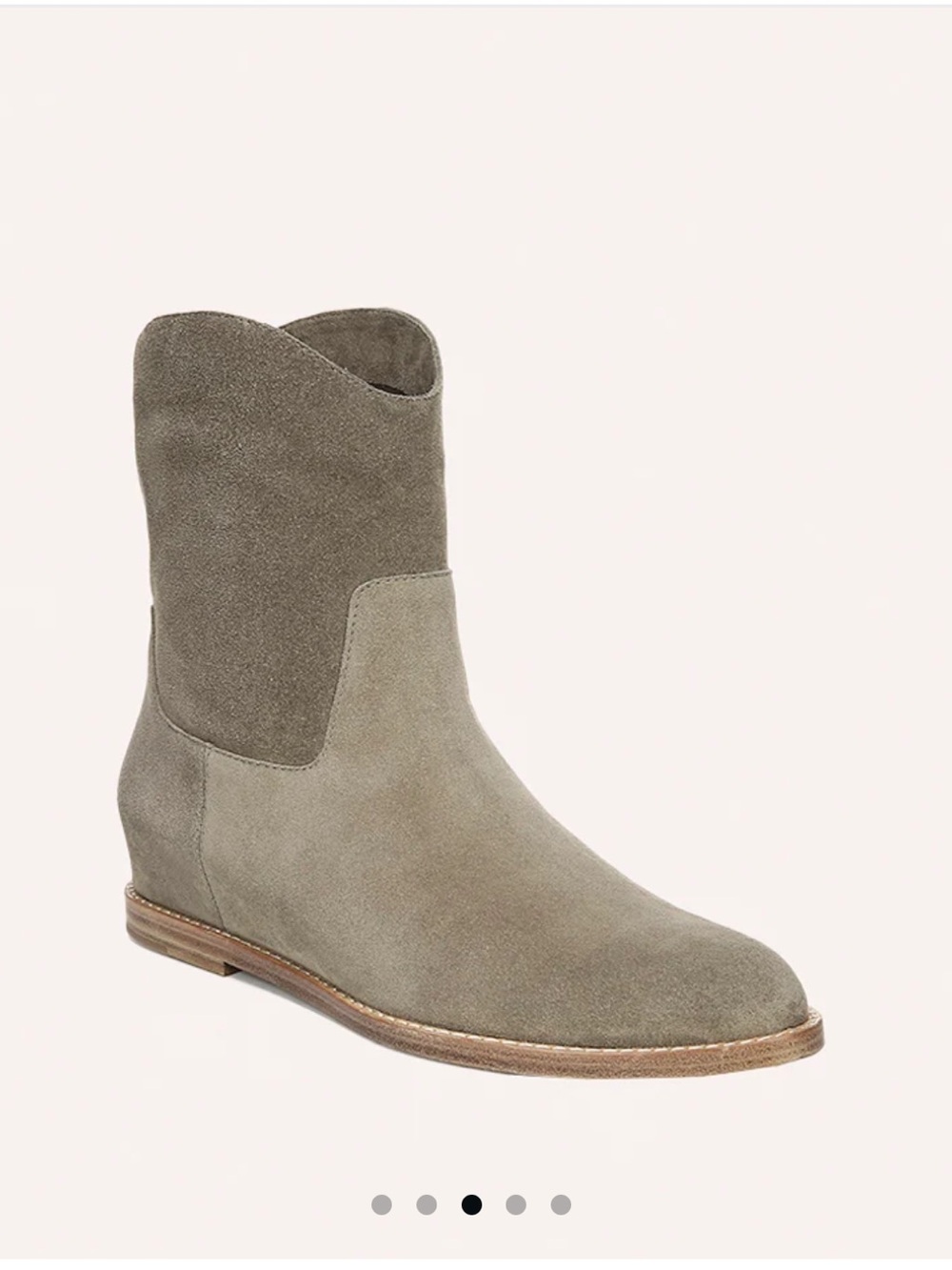 Vince Sinclair Suede Ankle Boot in Olive-Taupe, size 7